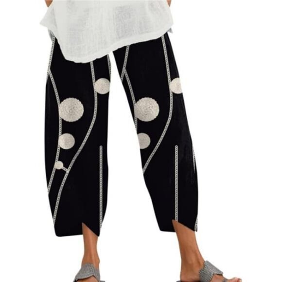 ZOCAVIA Women's Cotton Linen Capri Pants Casual Cropped Baggy Trousers Comfy - Picture 1 of 2